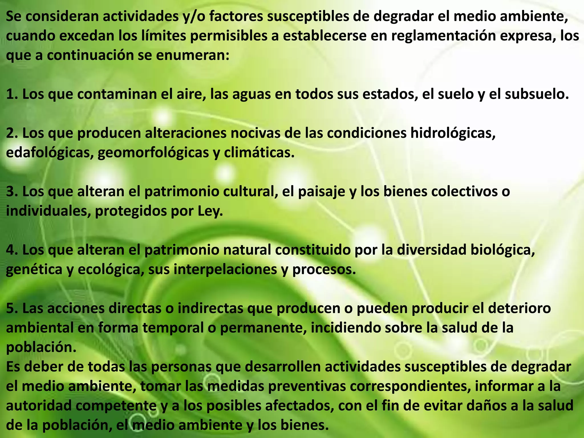 Actividades capaces de degradar al ambiente | PPT
