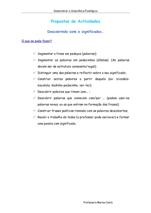 Atividades de consciência fonológica