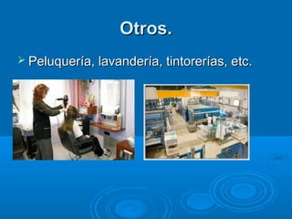 Otros.
 Peluquería, lavandería, tintorerías, etc.
 