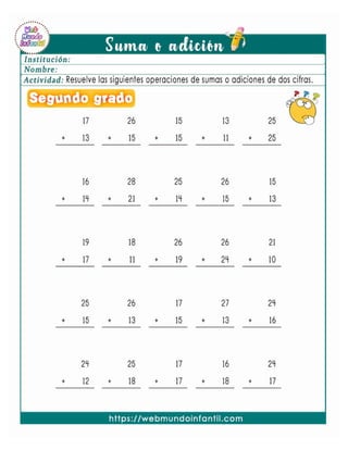 Ejercicios De Matematicas Para Segundo Grado