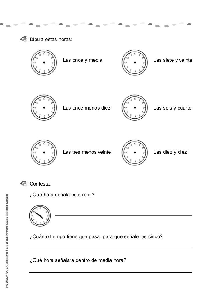 Resultado de imagen para FORMATOS DE RELOJ PARA IMPRIMIR TERCER GRADO
