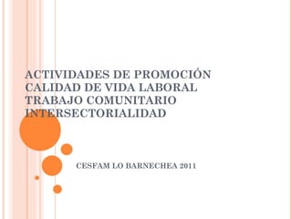 ACTIVIDADES DE PROMOCIÓN CALIDAD DE VIDA LABORAL TRABAJO COMUNITARIO INTERSECTORIALIDAD CESFAM LO BARNECHEA 2011 