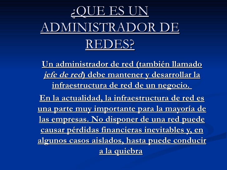Actividades De Un Administrador De Red