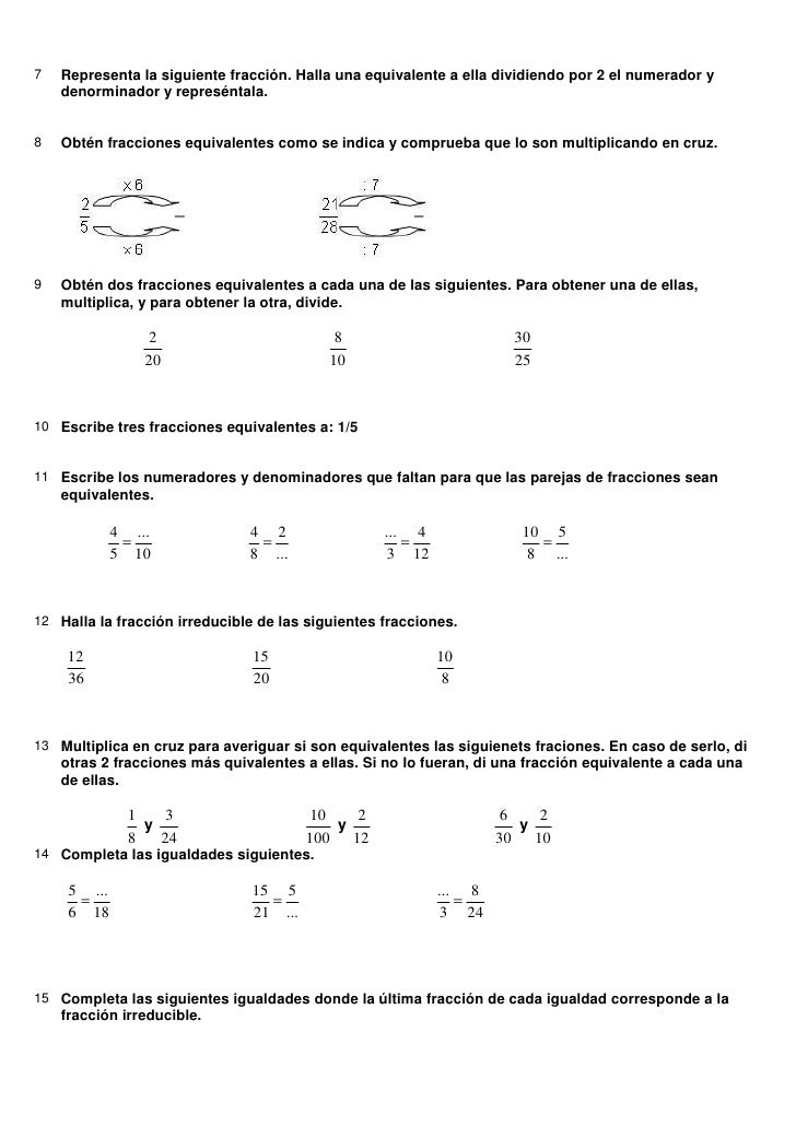 Actividades fracciones + solucionario Actividades fracciones + solucionario