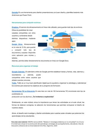 Actividades para aula virtual