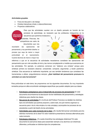 Actividades para aula virtual