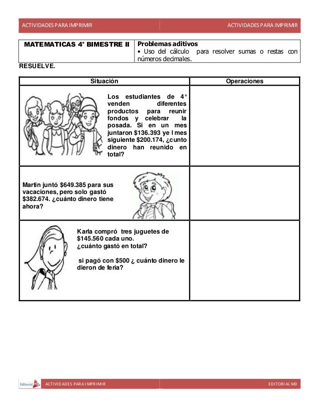 Actividades para Cuarto Grado de Primaria para Imprimir. Actividades para Cuarto Grado de Primaria para Imprimir.