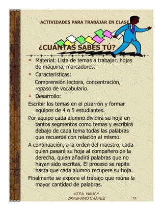 Actividades para la clase.