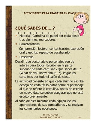 Actividades para la clase.