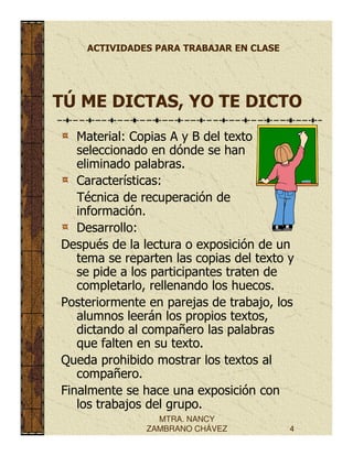 Actividades para la clase.