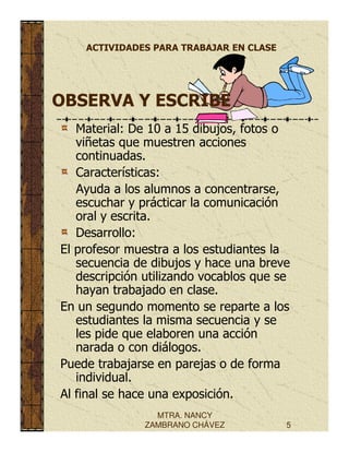 Actividades para la clase.