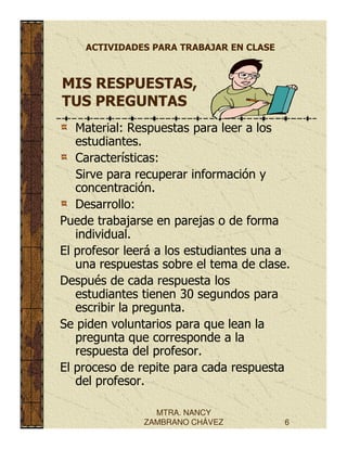 Actividades para la clase.