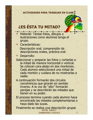 Actividades para la clase.