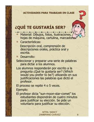 Actividades para la clase.