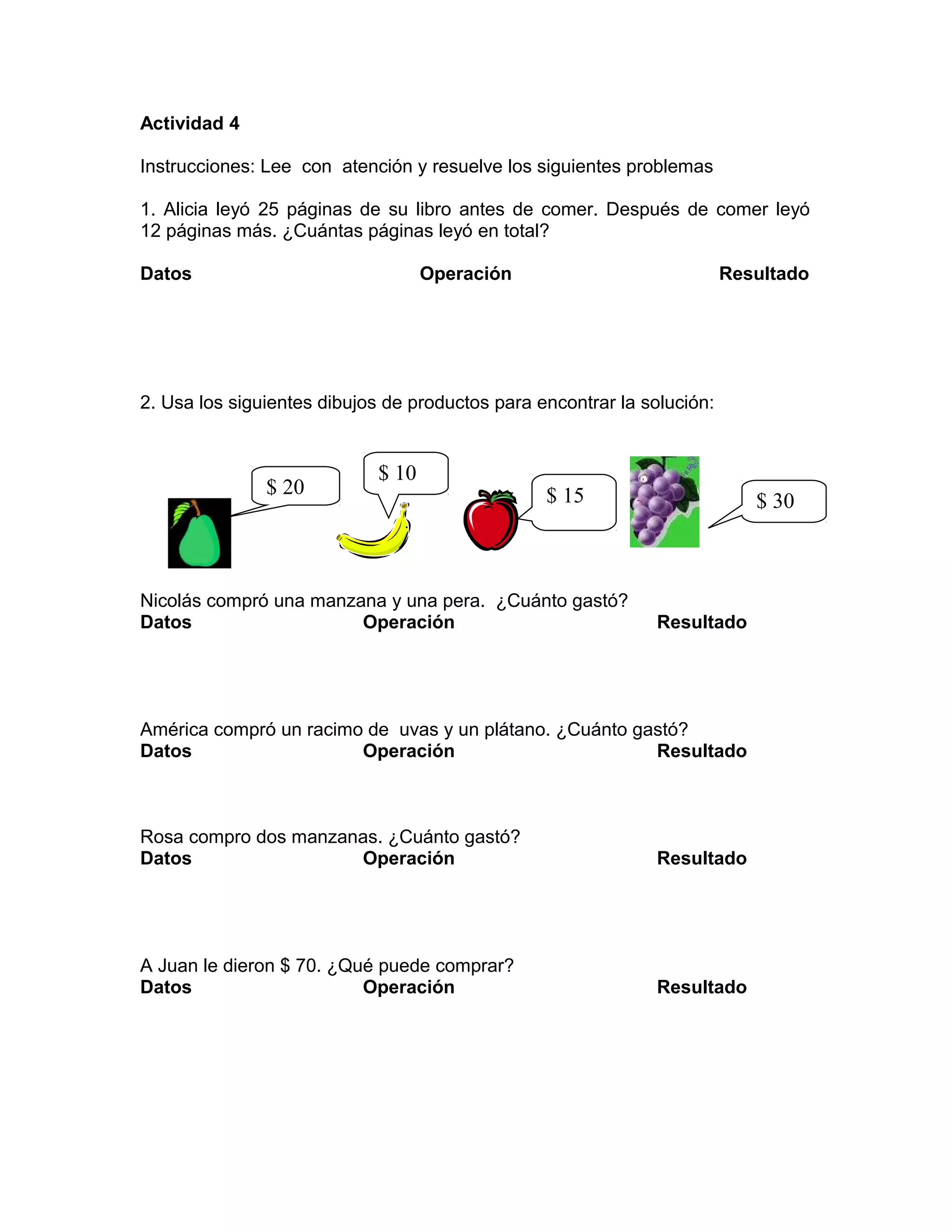 Actividades para segundo de primaria matematica | DOC