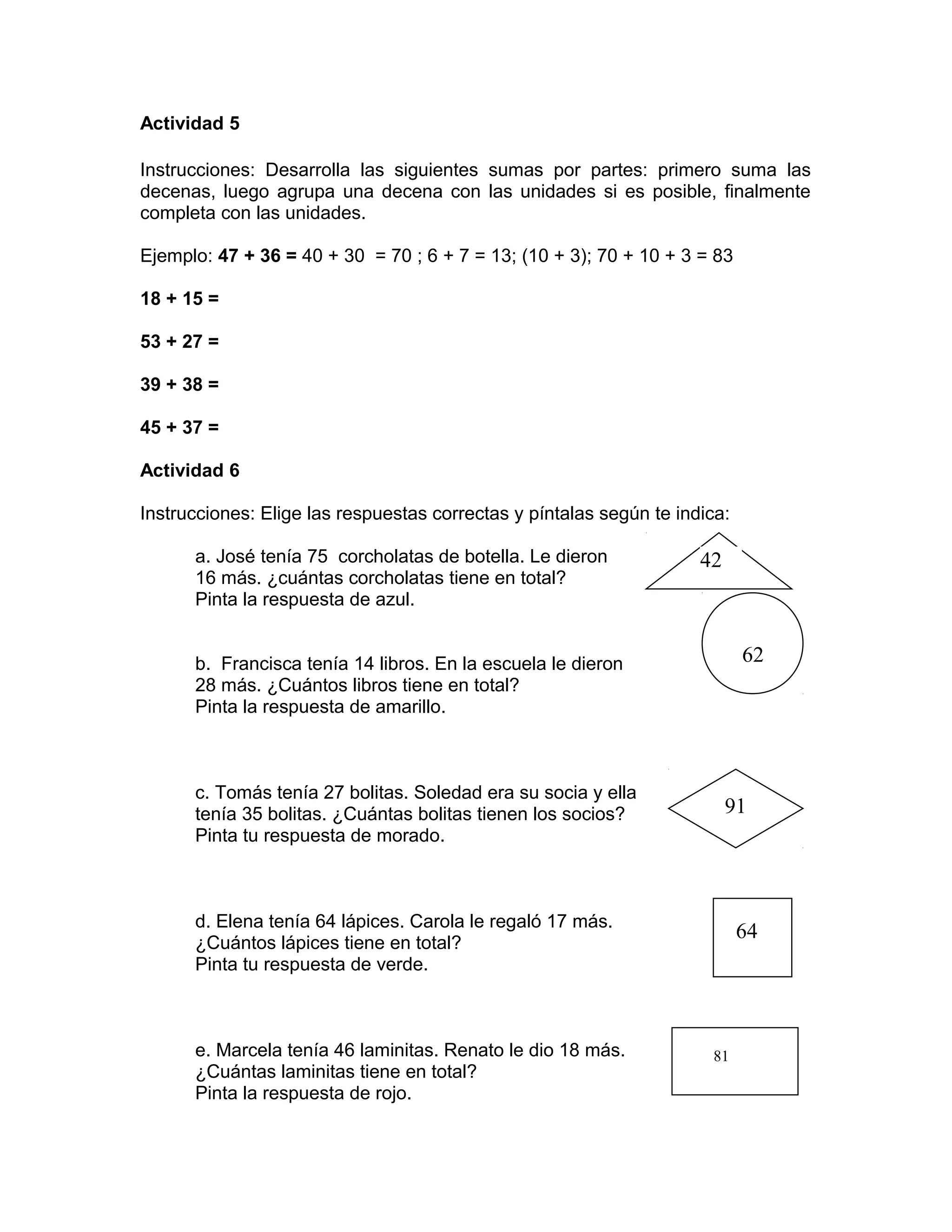 Actividades para segundo de primaria matematica | DOC