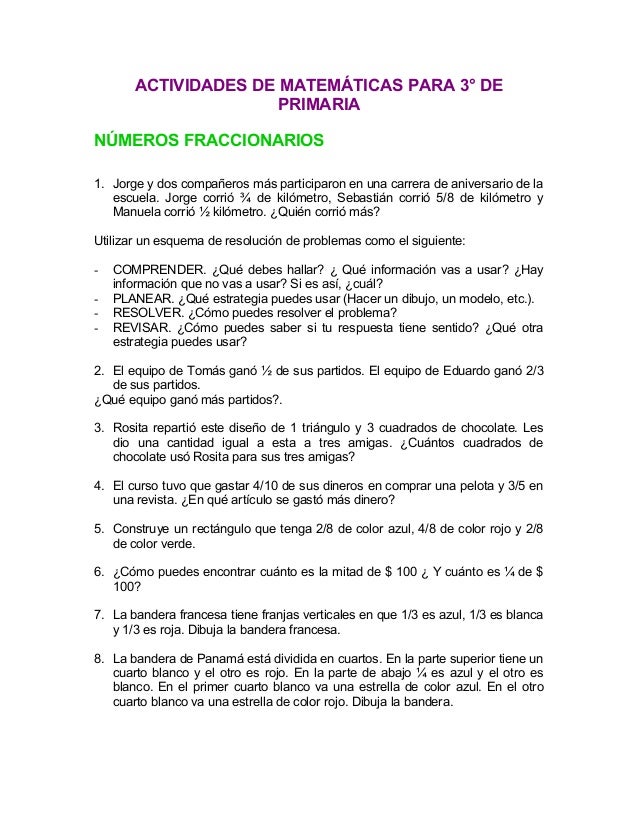 Actividades para tercero de primaria Actividades para tercero de primaria