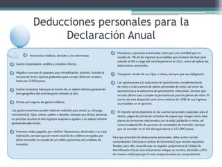 Deducciones personales para la
      Declaración Anual
 