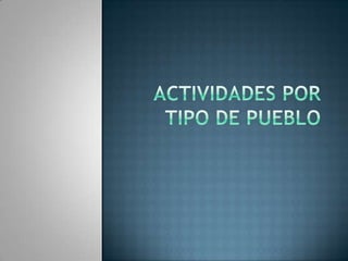 Se dedicaron más a la familiaSEDENTARIOSLos pueblos sedentarios al vivir en un lugar fijo, podían cultivar su comida y criar a sus animales, tarea que no era posible en los pueblos nómades. Los pueblos sedentarios eran: PASTORES