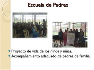 Escuela de Padres




Proyecto de vida de los niños y niñas.
Acompañamiento adecuado de padres de familia.
 