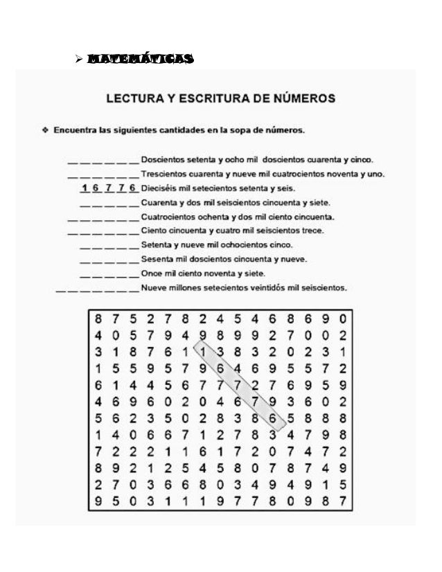 Actividades sexto grado