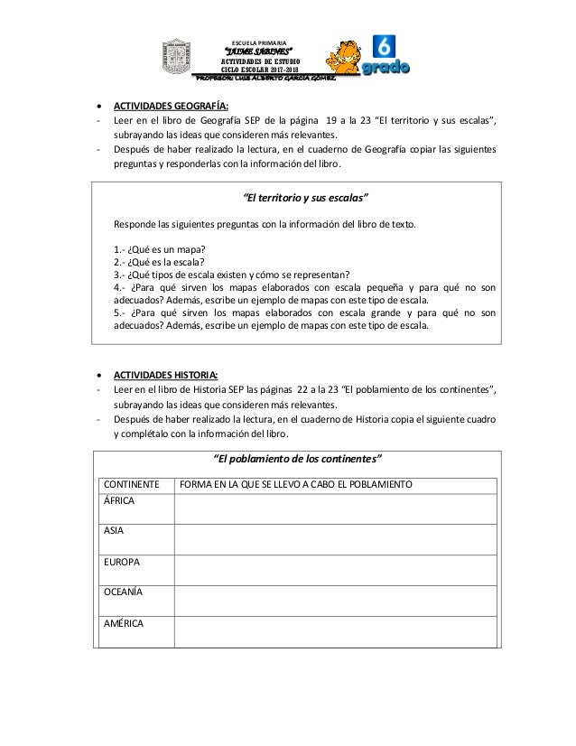 Actividades Sexto Grado 3