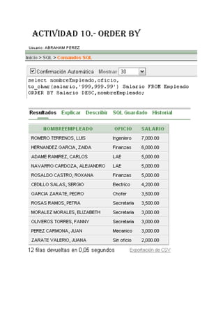 ACTIVIDAD 10.- ORDER BY
 