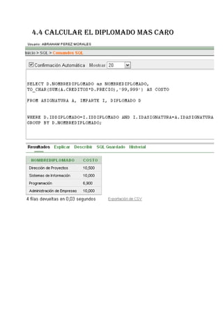 4.4 CALCULAR EL DIPLOMADO MAS CARO
 