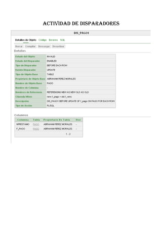 ACTIVIDAD DE DISPARADORES
 