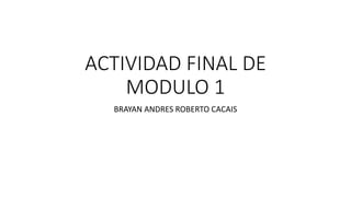 ACTIVIDAD FINAL DE
MODULO 1
BRAYAN ANDRES ROBERTO CACAIS
 