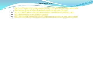 REFERENCIAS
❖ http://creativospereira.wordpress.com/2012/04/11/fotos/3212078logo-uniminuto/
❖ http://www.uniminuto.edu/web/sedeprincipal/-/minutos-con-el-rect-1
❖ http://co.clasificados.com/posgrados-y-eduacion-continua-uniminuto-12831
❖ http://www.uniminuto.edu/sistema-genesis
❖ http://emisoraminutodediosbogota.blogspot.com/p/noticias-mundo-catolico.html
 