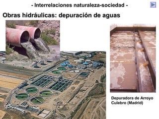 Depuradora de Arroyo
Culebro (Madrid)
- Interrelaciones naturaleza-sociedad -
Obras hidráulicas: depuración de aguasObras hidráulicas: depuración de aguas
 