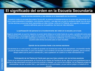 El significado del orden en la Escuela Secundaria
