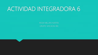 ACTIVIDAD INTEGRADORA 6
ROSA MILLAN HUERTA
GRUPO: M1C4G16-180
 