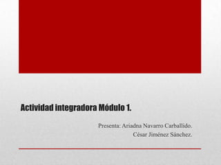 Actividad integradora Módulo 1.
                     Presenta: Ariadna Navarro Carballido.
                                   César Jiménez Sánchez.
 