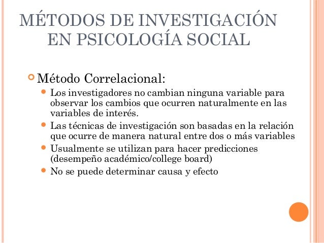 METODOS DE INVESTIGACION EN LA PSICOLOGIA SOCIAL
