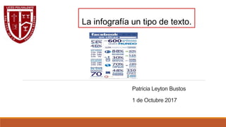Patricia Leyton Bustos
1 de Octubre 2017
La infografía un tipo de texto.
 