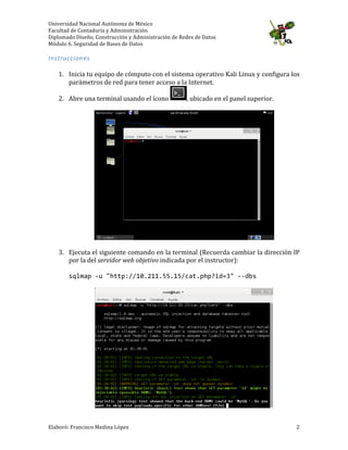 Actividad No. 1.11: SQL Injection con sqlmap en Kali Linux | PDF