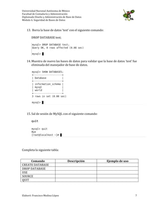 Actividad No. 1.6: Creación de bases de datos en MySQL | PDF