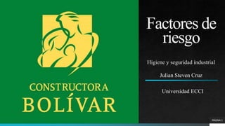 Factores de
riesgo
Higiene y seguridad industrial
PÁGINA 1
Julian Steven Cruz
Universidad ECCI
 