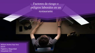 Factores de riesgo o
peligros laborales en un
restaurante
William Andres Yaya Yara
85974
Higiene y Seguridad
Industrial (Vir)
 