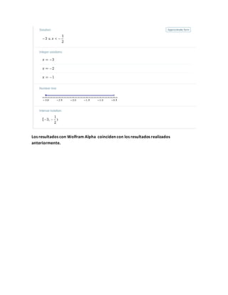 Los resultados con Wolfram Alpha coinciden con los resultados realizados
anteriormente.
 
