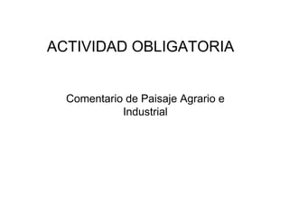 ACTIVIDAD OBLIGATORIA
Comentario de Paisaje Agrario e
Industrial