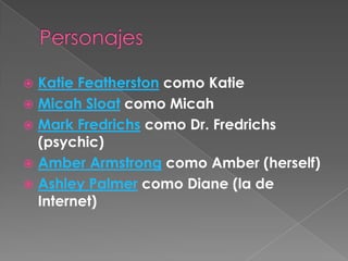  Katie Featherston como Katie
 Micah Sloat como Micah
 Mark Fredrichs como Dr. Fredrichs
  (psychic)
 Amber Armstrong como Amber (herself)
 Ashley Palmer como Diane (la de
  Internet)
 