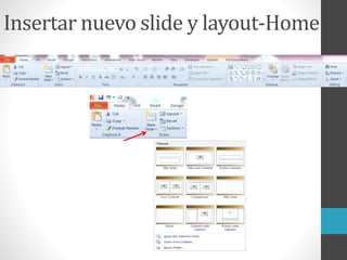 Insertar nuevo slide y layout-Home
 
