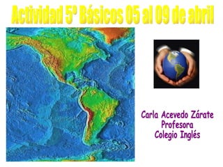 Actividad 5º Básicos 05 al 09 de abril Carla Acevedo Zárate Profesora Colegio Inglés 