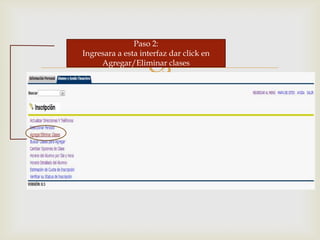 
Paso 2:
Ingresara a esta interfaz dar click en
Agregar/Eliminar clases
 