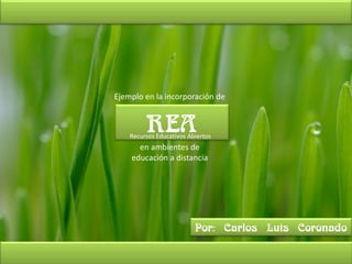 REA
Por: Carlos Luis Coronado
Ejemplo en la incorporación de
en ambientes de
educación a distancia
Recursos Educativos Abiertos
 