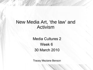 New Media Art, ‘the law’ and Activism ,[object Object],[object Object],[object Object],[object Object]