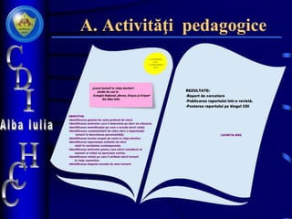 A. Activităţi pedagogice
 